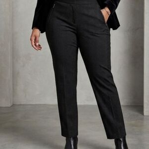 Worthington Black Pinstripe Trousers Modern Fit Women's size 14S Classic Dressy